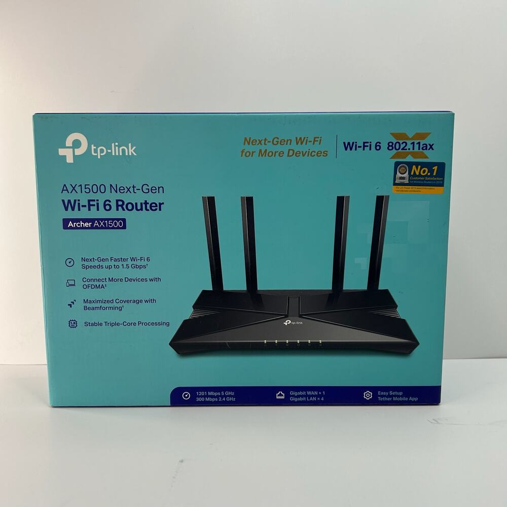 TP-Link Router AX1500 Archer, Wifi 6, 802.11ax, 1.5 GBPS Dual Band